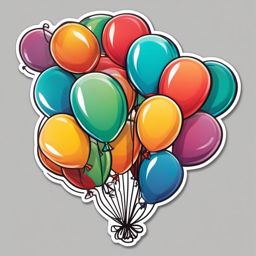 Balloon Bouquet Sticker - Bunch of festive balloons, ,vector color sticker art,minimal