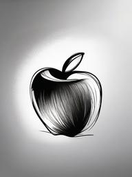 drawing of a shiny apple  minimal rough sketch scribbles,doodles,black and white