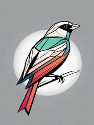 geometric sparrow tattoo  minimalist color tattoo, vector