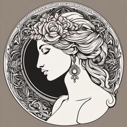 Aphrodite Greek Goddess Tattoo-Intricate and artistic tattoo featuring Aphrodite, the goddess of love and beauty in Greek mythology.  simple color vector tattoo