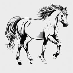 white pony tattoo  simple tattoo,minimalist,white background