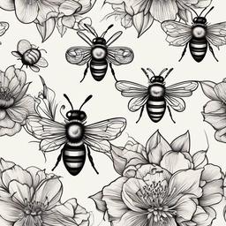 flower bee tattoo  vector tattoo design