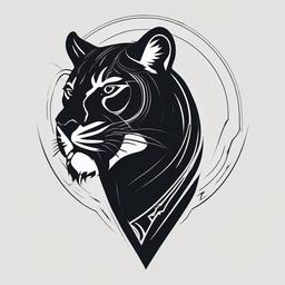 Black Panther Tattoo-Majestic big cat representation, symbolizing power, courage, and agility.  simple color tattoo,white background