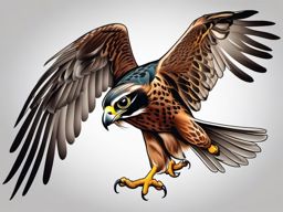 Falcon Tattoo - Falcon stooping down in a hunting dive  color tattoo design, clean white background