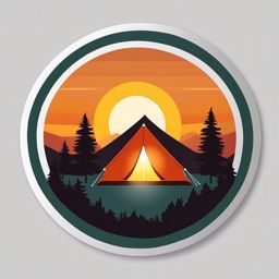 Sunrise and Tent Emoji Sticker - Camping at sunrise, , sticker vector art, minimalist design
