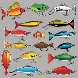 Fishing Lures clipart - An assortment of colorful fishing lures., ,vector color clipart,minimal