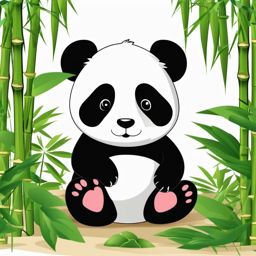 Cute Panda in a Bamboo Paradise  clipart, simple