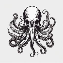 Skeleton Octopus Tattoo - Explore the intriguing and symbolic aspects of octopuses with a tattoo featuring a skeletal or anatomical representation.  simple vector color tattoo,minimal,white background