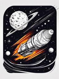 Asteroid Tattoo - An asteroid tattoo speeding through the cosmos  few color tattoo design, simple line art, design clean white background