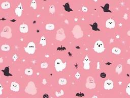 Pink Halloween Background-Soft pink with cute Halloween elements like pumpkins and ghosts in pastel colors  background wallpaper