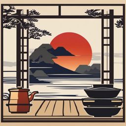 Japanese Ryokan Sticker - Transport yourself to Japan with the serene and traditional Japanese ryokan sticker, , sticker vector art, minimalist design