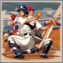 Baseball Clipart, Baseballs and bats in action. 