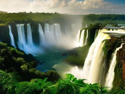 Nature Wallpaper - Iguazu Falls' Waterfall Wonders  wallpaper style, intricate details, patterns, splash art, light colors