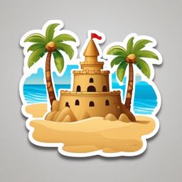 Beach and Sandcastle Emoji Sticker - Sandy beach play, , sticker vector art, minimalist design