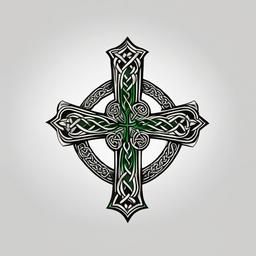 celtic cross shamrock tattoo designs  simple color tattoo,minimal,white background