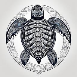 Samoan Sea Turtle Tattoo - Infuse Samoan cultural elements into your sea turtle tattoo, creating a design that reflects the unique artistry of Samoa.  simple color tattoo,minimal vector art,white background