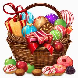 Gift clipart - gift basket filled with treats and goodies  