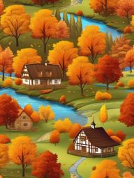 Fall Desktop Wallpaper - Picturesque Autumn Landscape in Bavaria  wallpaper style, intricate details, patterns, splash art, light colors