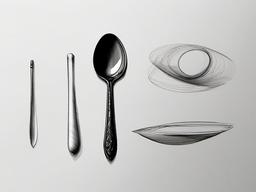 sketch of a spoon  minimal rough sketch scribbles,doodles,black and white