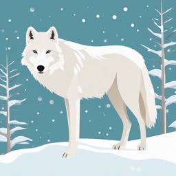 Arctic Wolf Clip Art - Arctic wolf blending into the snow,  color vector clipart, minimal style