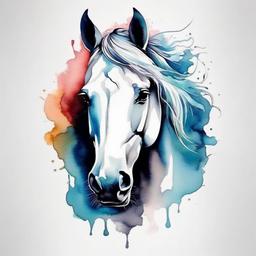 water color horse tattoo  simple tattoo,minimalist,white background