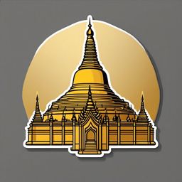 Shwedagon Pagoda sticker- Golden Buddhist pagoda in Yangon, Myanmar, , sticker vector art, minimalist design