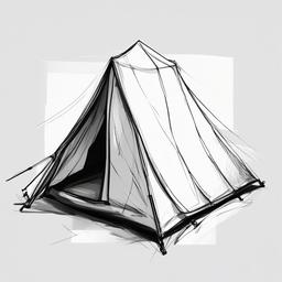 sketch of tent  minimal rough sketch scribbles,doodles,black and white