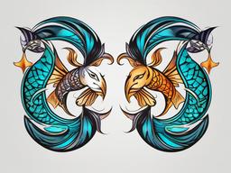 gemini and pisces tattoo  simple vector color tattoo