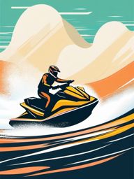 Jet Ski Clipart - A jet ski skimming over the waves.  color vector clipart, minimal style