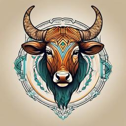 taurus geometric tattoo  simple vector color tattoo