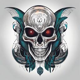 Alien Skull Tattoo - Unique combination of extraterrestrial motifs and edgy aesthetics in an alien skull tattoo.  simple color tattoo,vector style,white background