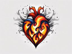Flaming heart tattoo, Heart engulfed in flames, representing passion and intensity in love. , tattoo color art, clean white background