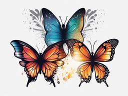 butterflies with sparkles tattoo  simple color tattoo, minimal, white background