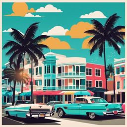 Ocean Drive Miami sticker- Iconic street in the South Beach neighborhood, , sticker vector art, minimalist design