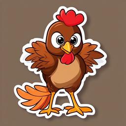 Welsummer Chicken cartoon - Dutch chicken breed with reddish-brown feathers  cartoon sticker style