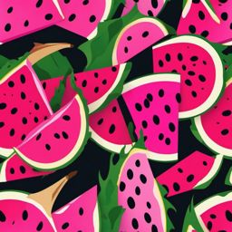 Dragon Fruit Slices Clipart - Slices of pink and exotic dragon fruit.  color vector clipart, minimal style