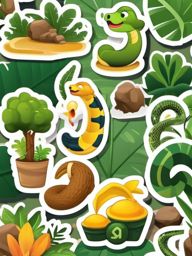 Jungle and Snake Emoji Sticker - Jungle trekking adventure, , sticker vector art, minimalist design