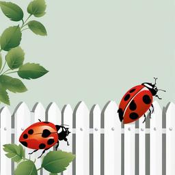 Ladybird clipart - ladybird climbing up a garden fence  color,minimalist,vector clipart