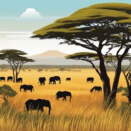 The Serengeti clipart - Vast savanna in Tanzania, East Africa, ,color clipart vector style