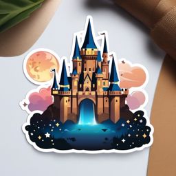 Floating Castle Sticker - Experience the fantasy with the magical and floating castle sticker, , sticker vector art, minimalist design