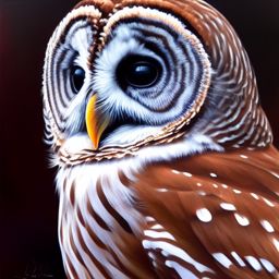Barred owl draw in oil paint style