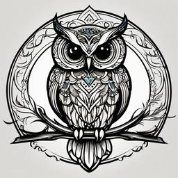 aquarius owl tattoo  simple vector color tattoo
