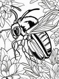 Bumble Bee Coloring Pages - Bumble Bee with wings  simple coloring pages