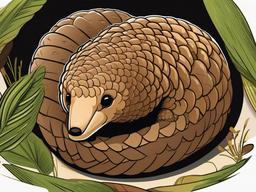 Pangolin Cartoon - Cartoon of pangolin curled up in ball  