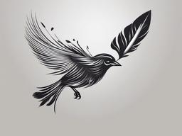 feather sparrow tattoo  minimalist color tattoo, vector
