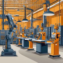 Robot Manufacturing Facility clipart - Robot manufacturing facility, ,vector color clipart,minimal