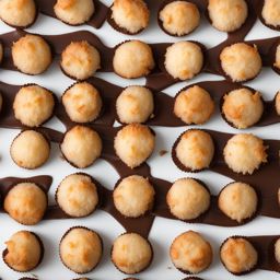 coconut macaroons, sweet coconut cookies often dipped in chocolate (popular in the philippines). 