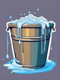 Mop in a bucket of water clipart.  vector style illustration, white background