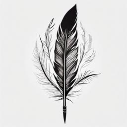 Indian Feather Tattoo - Native Indian cultural influence.  simple vector tattoo,minimalist,white background