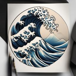 Asian Wave Tattoo - Influenced by Asian aesthetics, this wave tattoo embodies cultural richness and symbolism.  simple tattoo design